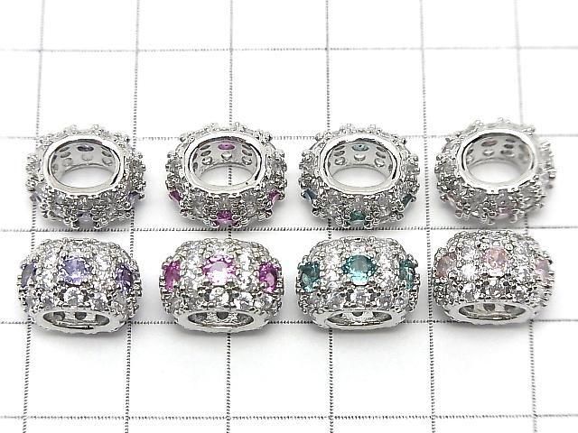 4色展開!メタルパーツ オーバルロンデル12.5×10.5×7.5mm(CZ付) シルバーカラー 2個 サムネイル2