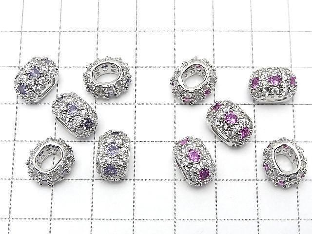 4色展開!メタルパーツ オーバルロンデル12.5×10.5×7.5mm(CZ付) シルバーカラー 2個 サムネイル3