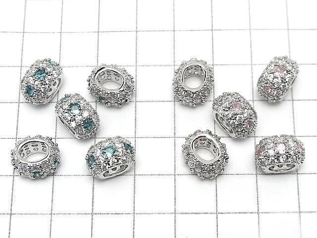 4色展開!メタルパーツ オーバルロンデル12.5×10.5×7.5mm(CZ付) シルバーカラー 2個 サムネイル4