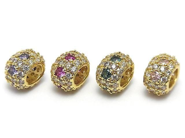 4色展開!メタルパーツ オーバルロンデル12.5×10.5×7.5mm(CZ付) ゴールドカラー 2個の画像