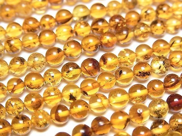 【動画】バルティックアンバー(琥珀) ラウンド4mm 1連(約36cm)の画像