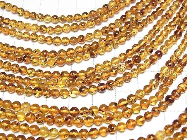 【動画】バルティックアンバー(琥珀) ラウンド4mm 1連(約36cm) サムネイル3