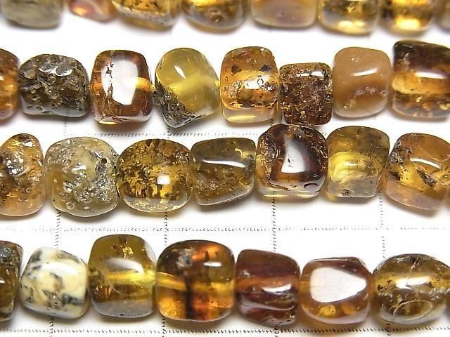 【動画】バルティックアンバー(琥珀) スクエア~タンブル 【ブラック】 1連(約36cm) サムネイル2