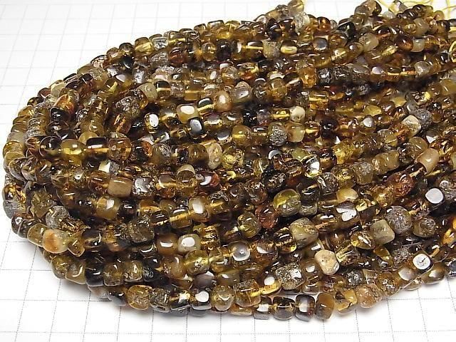 【動画】バルティックアンバー(琥珀) スクエア~タンブル 【ブラック】 1連(約36cm) サムネイル4