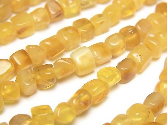 【動画】バルティックアンバー(琥珀) スクエア~タンブル 【イエロー】 1連(約34cm)の画像