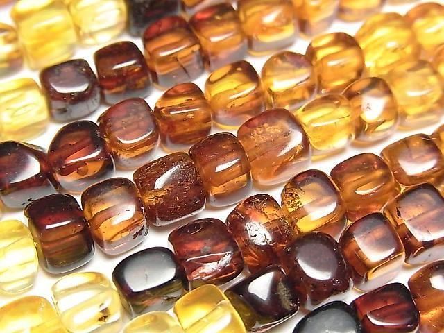 【動画】バルティックアンバー(琥珀) スクエア~タンブル 【カラーグラデーション】 1連(約34cm)の画像