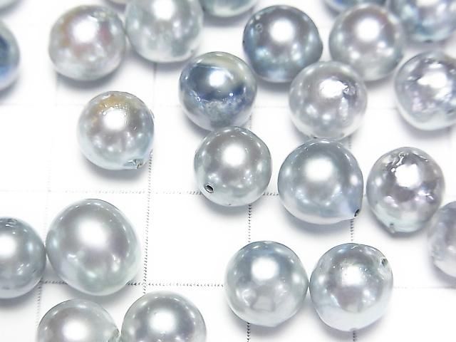 【動画】【粒売り】国産アコヤ真珠AA++ セミラウンド7~9mm シルバーブルー 【貫通穴】 5粒 サムネイル2