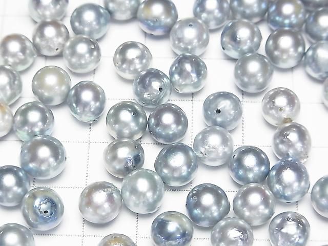 【動画】【粒売り】国産アコヤ真珠AA++ セミラウンド7~9mm シルバーブルー 【貫通穴】 5粒 サムネイル3