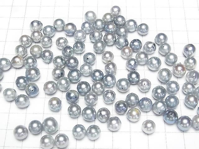 【動画】【粒売り】国産アコヤ真珠AA++ セミラウンド7~9mm シルバーブルー 【貫通穴】 5粒 サムネイル4