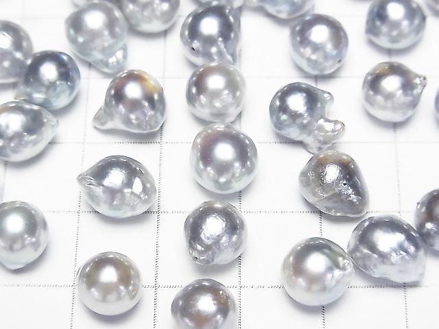【動画】【粒売り】国産アコヤ真珠AA+ ラウンドバロック7.5~8.5mm シルバー 【貫通穴】 5粒 サムネイル2
