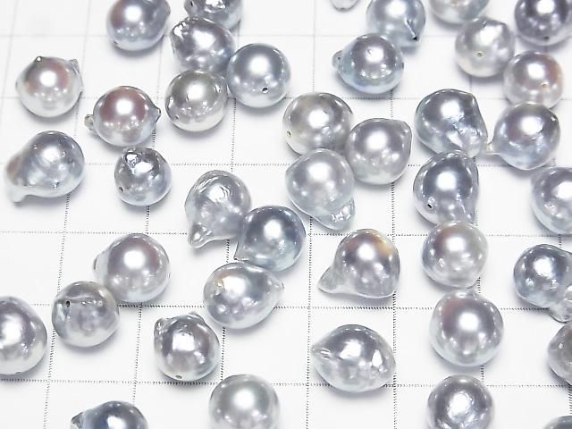 【動画】【粒売り】国産アコヤ真珠AA+ ラウンドバロック7.5~8.5mm シルバー 【貫通穴】 5粒 サムネイル3