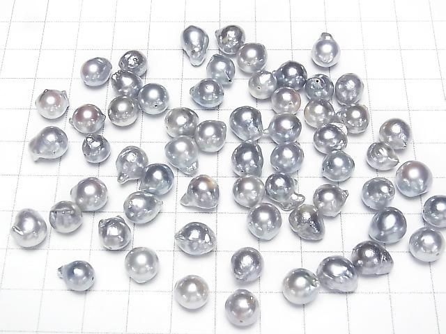 【動画】【粒売り】国産アコヤ真珠AA+ ラウンドバロック7.5~8.5mm シルバー 【貫通穴】 5粒 サムネイル4