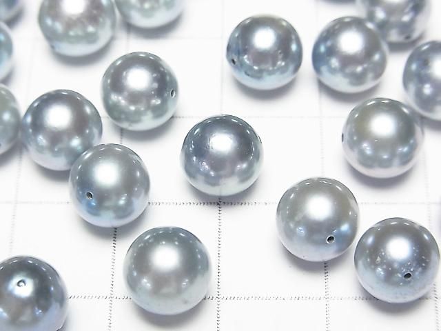 【動画】【粒売り】国産アコヤ真珠AA++ ラウンド8mm シルバーブルー 【貫通穴】 3粒 サムネイル2