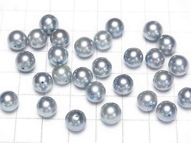 【動画】【粒売り】国産アコヤ真珠AA++ ラウンド8mm シルバーブルー 【貫通穴】 3粒 サムネイル4