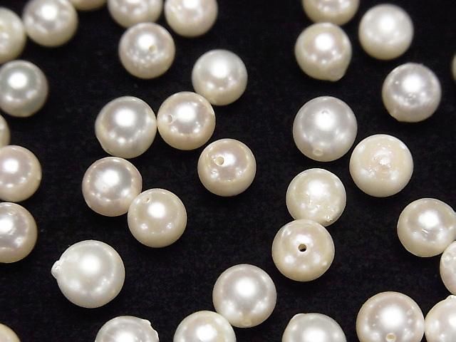 【動画】【1点もの】国産アコヤ真珠AA++ セミラウンド5.5~6mm ホワイト 【貫通穴】 60粒セット NO.3の画像