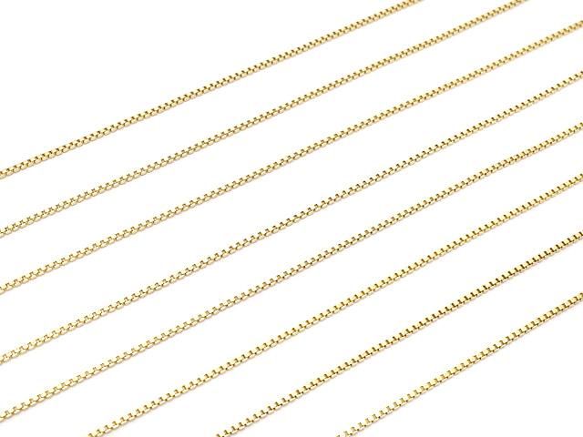 【動画】14KGF スライドアジャスター付き ボックスチェーン 1.0mm 【46cm】 ネックレス 1本の画像