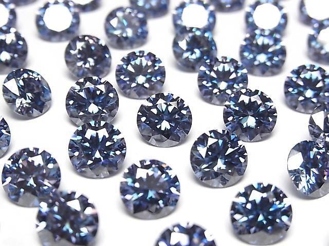 【動画】モアサナイトAAA ルース ラウンドファセットカット8×8mm 【ダークブルー】 1粒の画像