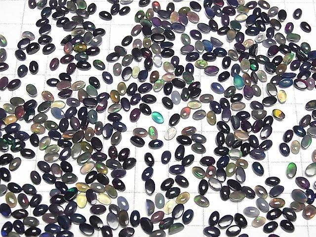 【動画】宝石質ブラックオパールAA++ オーバル カボション5×3mm 10個 サムネイル4