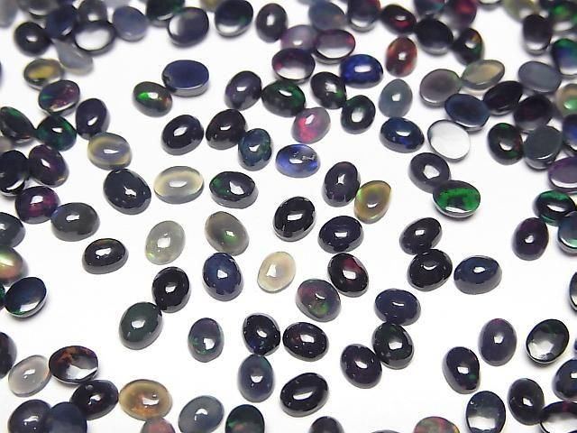 【動画】宝石質ブラックオパールAA++ オーバル カボション4×3mm 20個の画像