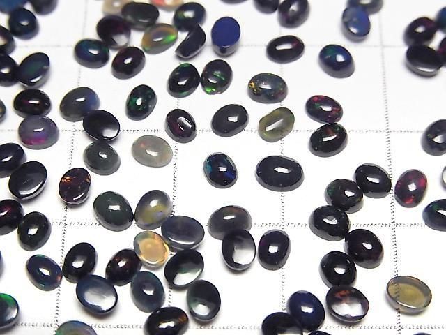 【動画】宝石質ブラックオパールAA++ オーバル カボション4×3mm 20個 サムネイル2