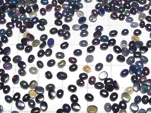 【動画】宝石質ブラックオパールAA++ オーバル カボション4×3mm 20個 サムネイル3