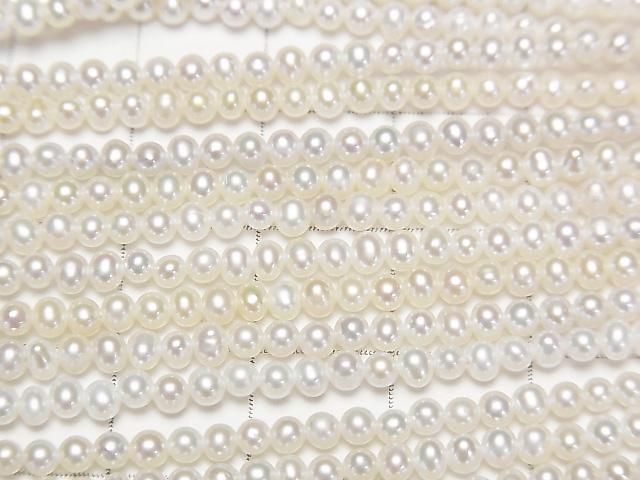 【動画】淡水真珠AA++ セミラウンド~ポテト3mm ホワイト 1連(約37cm) サムネイル2