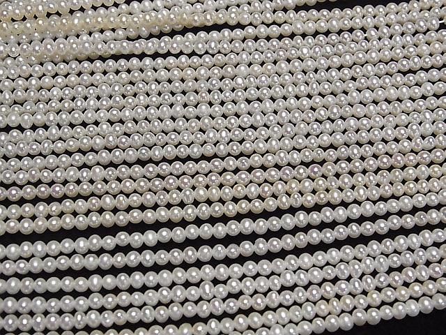【動画】淡水真珠AA++ セミラウンド~ポテト3mm ホワイト 1連(約37cm) サムネイル3