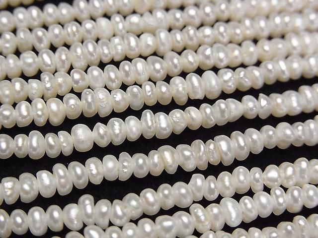 【動画】淡水真珠AA ホワイト ロンデル3~3.5mm 1連(約34cm)の画像