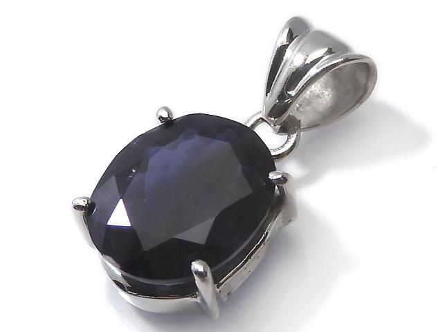 【動画】【1点もの】宝石質アイオライトAAA- ファセットカットペンダントトップ SILVER925製 NO.1の画像