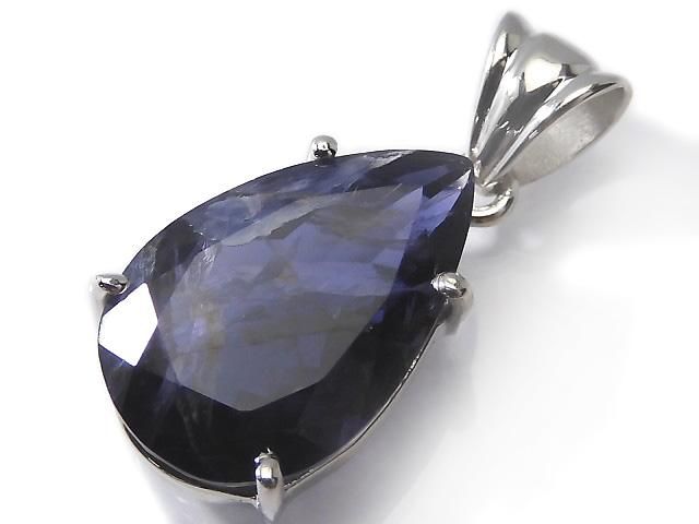 【動画】【1点もの】宝石質アイオライトAAA- ファセットカットペンダントトップ SILVER925製 NO.9の画像