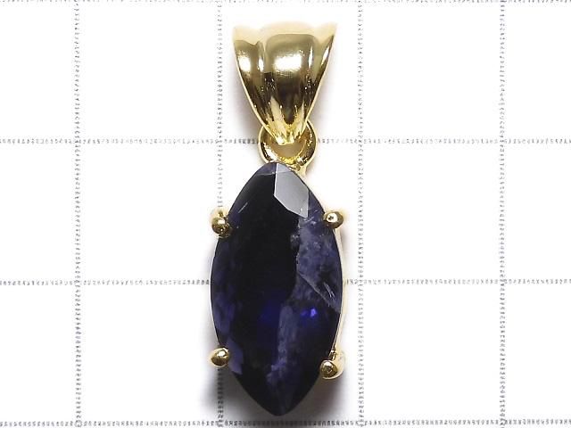【動画】【1点もの】宝石質アイオライトAAA- ファセットカットペンダントトップ 18KGP製 NO.11 サムネイル2