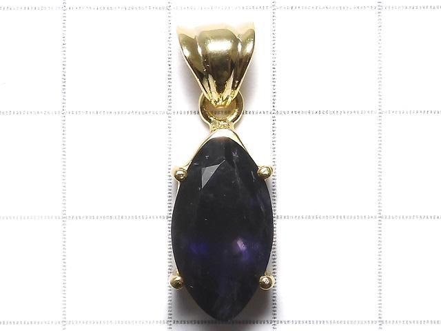 【動画】【1点もの】宝石質アイオライトAAA- ファセットカットペンダントトップ 18KGP製 NO.14 サムネイル2