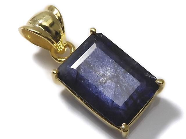 【動画】【1点もの】宝石質アイオライトAAA- ファセットカットペンダントトップ 18KGP製 NO.17の画像