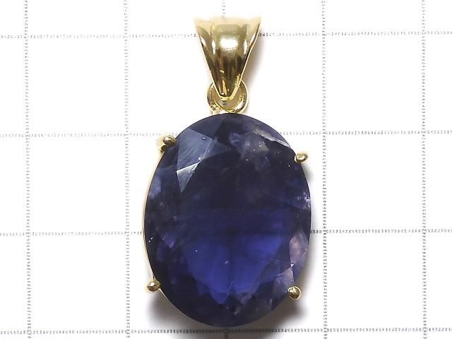 【動画】【1点もの】宝石質アイオライトAAA- ファセットカットペンダントトップ 18KGP製 NO.20 サムネイル2