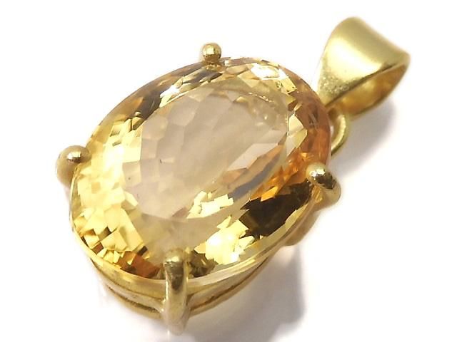【動画】【1点もの】宝石質ブランデーシトリンAAA ファセットカットペンダントトップ 18KGP製 NO.64の画像