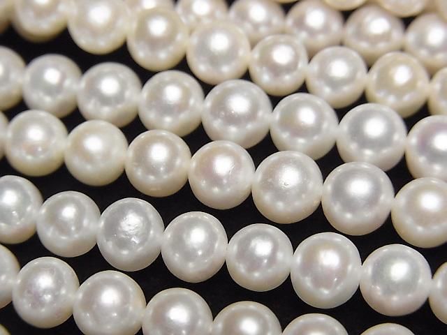 【動画】淡水真珠AA++ セミラウンド5.5~6mm ホワイト 1連(約38cm)の画像