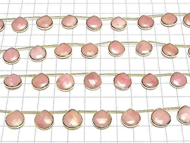 【動画】ピンクオパール 枠留めマロン ブリオレットカット 半連/1連(約14cm) サムネイル4