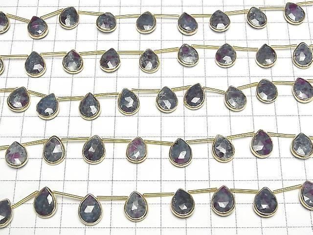 【動画】ルビーインフックサイト 枠留めペアシェイプ ブリオレットカット 半連/1連(約13cm) サムネイル4