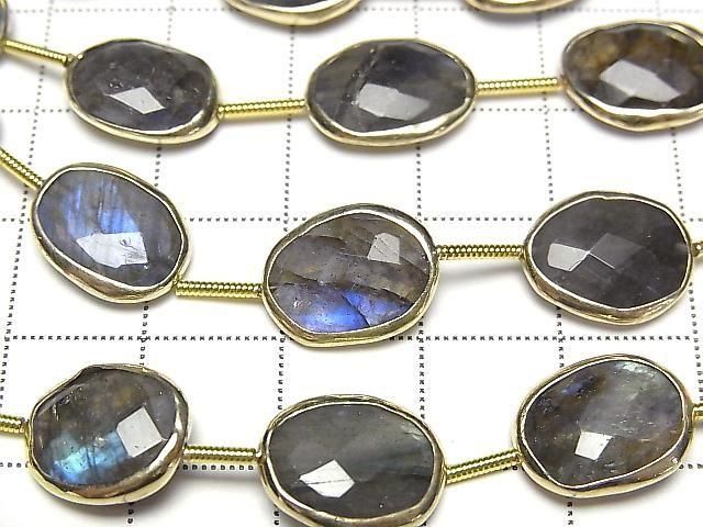 【動画】ラブラドライト 枠留めオーバルカット 半連/1連(約14cm) サムネイル2