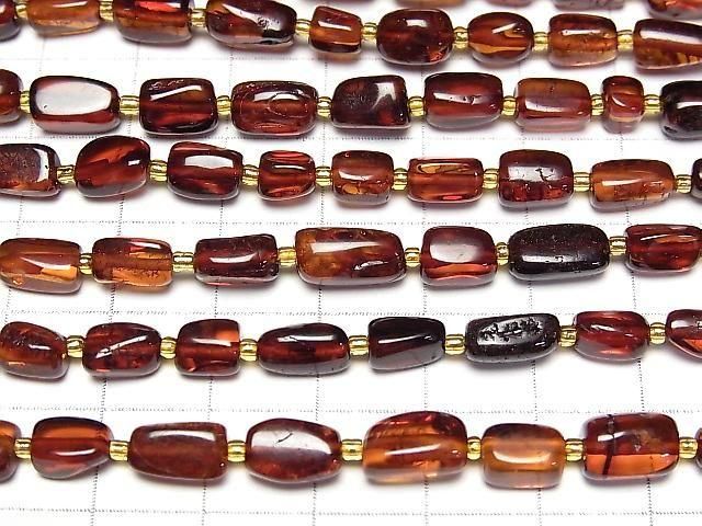 【動画】バルティックアンバー(琥珀) スクエア~タンブル 【チェリーカラー】 1連(約34cm) サムネイル3