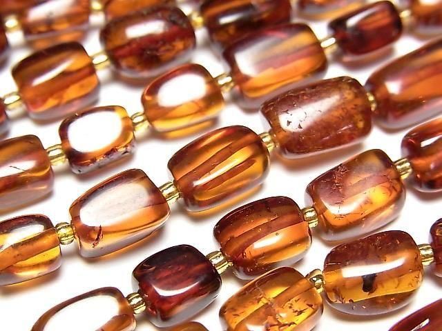 【動画】バルティックアンバー(琥珀) スクエア~タンブル 【チェリーカラー】 1連(約36cm)の画像