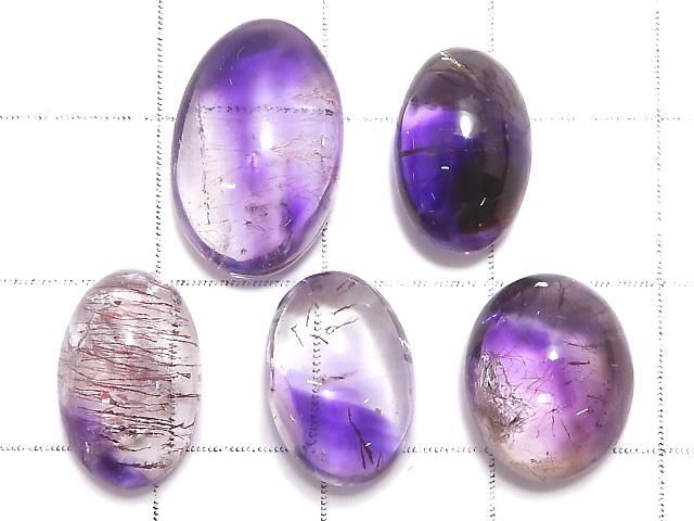 【動画】【1点もの】宝石質エレスチャルクォーツAAA カボション 5個セット NO.235 サムネイル2