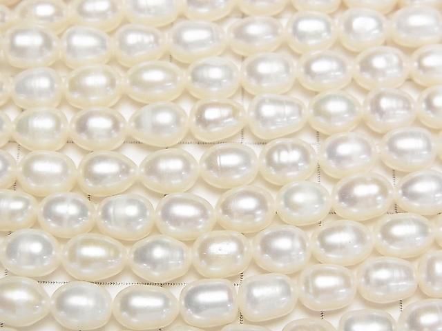 【動画】淡水真珠AA ライス8×6×6mm ホワイト 1連(約33cm) サムネイル2