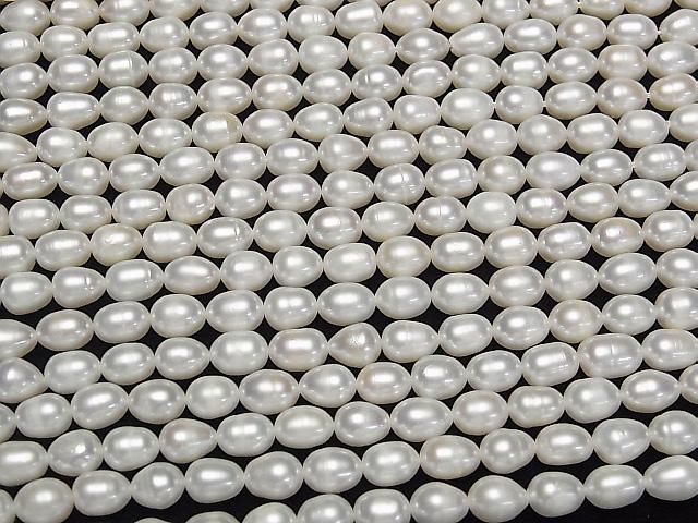 【動画】淡水真珠AA ライス8×6×6mm ホワイト 1連(約33cm) サムネイル3