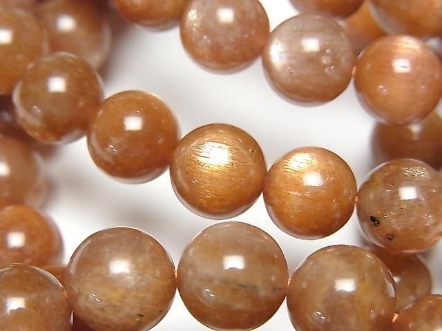 【動画】サンムーンストーンAA++ ラウンド8mm~9mm 【ダークオレンジ】 1連(ブレス)の画像
