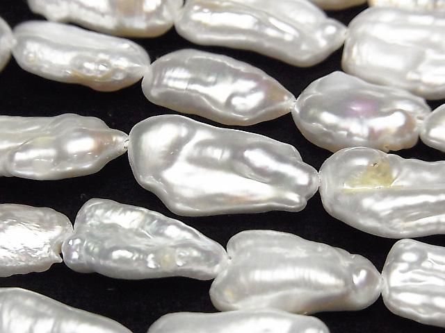 【動画】淡水真珠 ケシパールAA+ バロック13~23mm ホワイト 1連(約35cm)の画像
