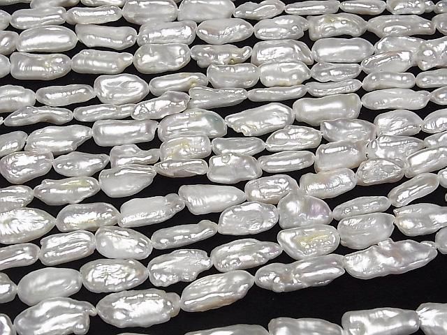 【動画】淡水真珠 ケシパールAA+ バロック13~23mm ホワイト 1連(約35cm) サムネイル3