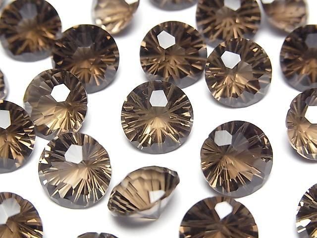 【動画】宝石質スモーキークォーツAAA ルース ラウンド ファンシーカット10×10mm 2粒の画像