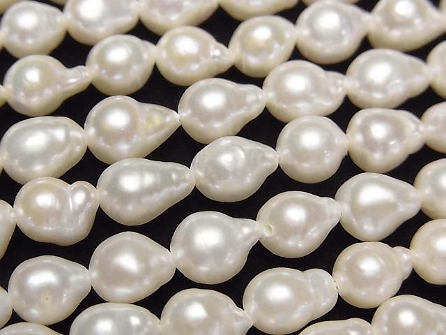 【動画】淡水真珠AA+ ナチュラルドロップ~ライス7~8mm ホワイト 1連(約35cm)の画像