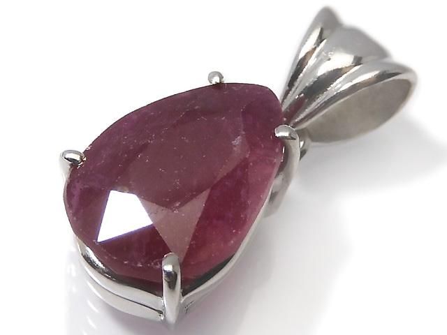 【動画】【1点もの】宝石質ルビーAAA- ファセットカットペンダントトップ SILVER925製 NO.2の画像